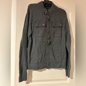 Banana Republic Men' s Moto Sweater Jacket Charcoal Gray Medium